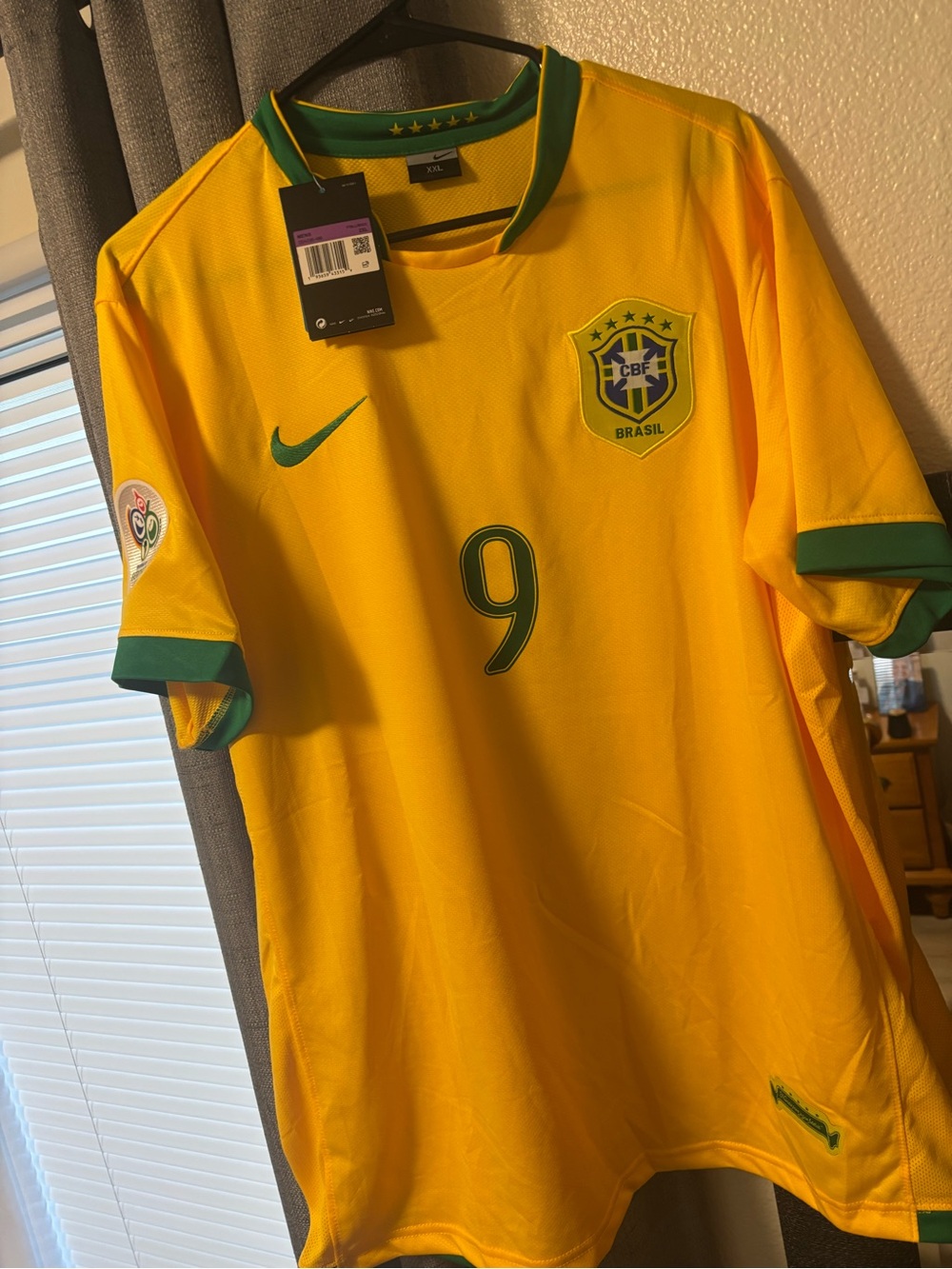 Nike Brazil Yellow & Green Soccer Jersey with #9